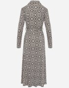 by swan Rochie maxi Alb-Negru cu croială cambrată cu curea cu model geometric Perani