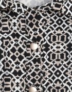 by swan Rochie maxi Alb-Negru cu croială cambrată cu curea cu model geometric Perani