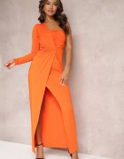 by swan Rochie maxi asimetrică portocalie drapată Kiari