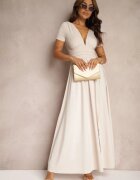 by swan Rochie Maxi Bej deschis cu poale evazate și crăpătură Zarya