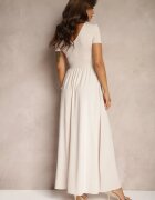 by swan Rochie Maxi Bej deschis cu poale evazate și crăpătură Zarya