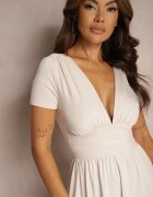 by swan Rochie Maxi Bej deschis cu poale evazate și crăpătură Zarya