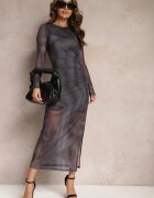by swan Rochie Maxi Neagră Mulată cu Decupaj din Plasă Transparentă