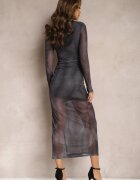 by swan Rochie Maxi Neagră Mulată cu Decupaj din Plasă Transparentă