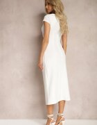 by swan Rochie Midi Albă cu Decolteu Pătrat Linerana