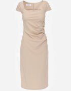 by swan Rochie Midi Bej cu Decolteu Pătrat Linerana