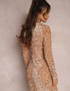 by swan Rochie Mini Aurie Cu paiete cu guler semi-înalt Rottamia