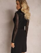 by swan Rochie Mini Neagră din Plasă cu Paiete și Cataramă Decorativă Warena