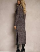 by swan Rochie Mulată Maro-Gri din plasă cu viscoză decorată cu decupaje cu jupon Distaria