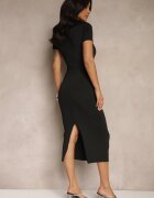 by swan Rochie Neagră Bodycon cu croială mulată cu decolteu în V Efrerina