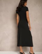 by swan Rochie Neagră Bodycon cu Drapaj în Talie și Mâneci Scurte Aterezza
