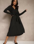 by swan Rochie neagră cambrată cu curea cu amestec de viscoză Hrestalia