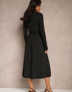 by swan Rochie neagră cambrată cu curea cu amestec de viscoză Hrestalia
