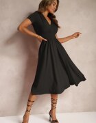 by swan Rochie Neagră Cambrată cu Decolteu Petrecut cu Croială Evazată Rimadea