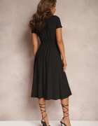 by swan Rochie Neagră Cambrată cu Decolteu Petrecut cu Croială Evazată Rimadea