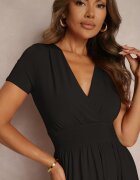 by swan Rochie Neagră Cambrată cu Decolteu Petrecut cu Croială Evazată Rimadea