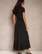 by swan Rochie Neagră cu Fason petrecut cu volane Zleffia