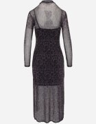 by swan Rochie Neagră cu imprimeu de panteră din plasă cu viscoză cu croială ajustată Nalandra