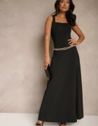 by swan Rochie Neagră cu top mulat și fustă evazată fără mâneci Aspafle