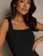 by swan Rochie Neagră cu top mulat și fustă evazată fără mâneci Aspafle