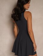 by swan Rochie Neagră cu Vâscoză cu Croială Evazată Miliviela