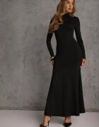 by swan Rochie neagră de cocktail cu viscoză și guler semi-înalt cu croială cambrată Zozorina