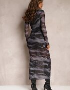 by swan Rochie Neagră din plasă cu imprimeu marmorat cu croială mulată Rockes