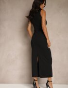 by swan Rochie Neagră din Viscoză cu Croială Cambrată cu Drapaje Tilorrea