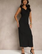 by swan Rochie Neagră din Viscoză cu Croială Cambrată cu Drapaje Tilorrea