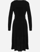 by swan Rochie Neagră Evazată din Viscoză cu croi cambrat Cusută cu Fir Metalic Mesiel