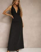 by swan Rochie Neagră Încrețită din Vâscoză cu croială evazată Fără Mâneci Folonea
