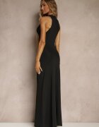 by swan Rochie Neagră Încrețită din Vâscoză cu croială evazată Fără Mâneci Folonea