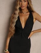 by swan Rochie Neagră Încrețită din Vâscoză cu croială evazată Fără Mâneci Folonea