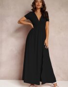 by swan Rochie Neagră Maxi cu fustă evazată și despicătură Zarya