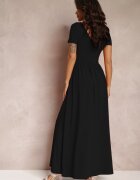 by swan Rochie Neagră Maxi cu fustă evazată și despicătură Zarya