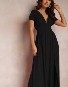 by swan Rochie Neagră Maxi cu fustă evazată și despicătură Zarya