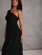 by swan Rochie Neagră Sclipitoare Maxi cu Top Asimetric și Fustă Evazată Eulita