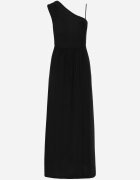 by swan Rochie Neagră Sclipitoare Maxi cu Top Asimetric și Fustă Evazată Eulita