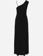 by swan Rochie Neagră Sclipitoare Maxi cu Top Asimetric și Fustă Evazată Eulita