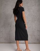 by swan Rochie Neagră Tip plic Midi cu Mânecă scurtă și Nod decorativ Katasia