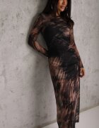 by swan Rochie Negru-Bej Din plasă Mulată Lungă Cu crăpătură pe lateral Telnut