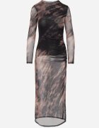 by swan Rochie Negru-Bej Din plasă Mulată Lungă Cu crăpătură pe lateral Telnut