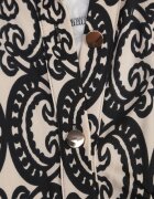by swan Rochie Negru-Bej Imprimată din Viscoză cu croială tip cămașă Decorată cu cordon legat Evelitha