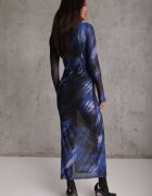 by swan Rochie Negru-Bleumarin De plasă Mulată Lungă Cu șlit lateral Telnut