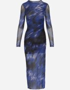by swan Rochie Negru-Bleumarin De plasă Mulată Lungă Cu șlit lateral Telnut