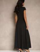 by swan Rochie Negru Evazată cu Viscoză cu Decolteu Pătrat Nalorina