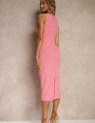 by swan Rochie Ołówkowa Roză Fără Mâneci cu Vâscoză Decorată cu Fentă la Spate Fonama