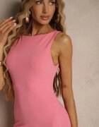 by swan Rochie Ołówkowa Roză Fără Mâneci cu Vâscoză Decorată cu Fentă la Spate Fonama
