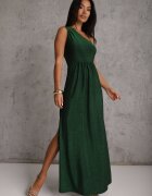 by swan Rochie Paietată Verde Maxi cu Top Asimetric și Bază Evazată Eulita