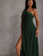 by swan Rochie Paietată Verde Maxi cu Top Asimetric și Bază Evazată Eulita